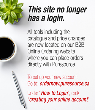 This site no longer has a login.  All tools including the catalogue and price changes are now located on our B2B Online Ordering website where you can place orders directly with Puresource.